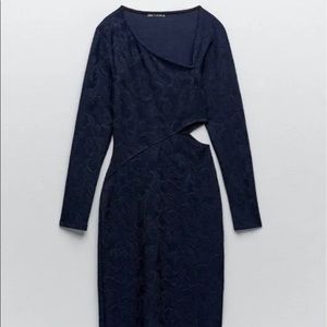 Zara Cutout Jacquard Midi Dress